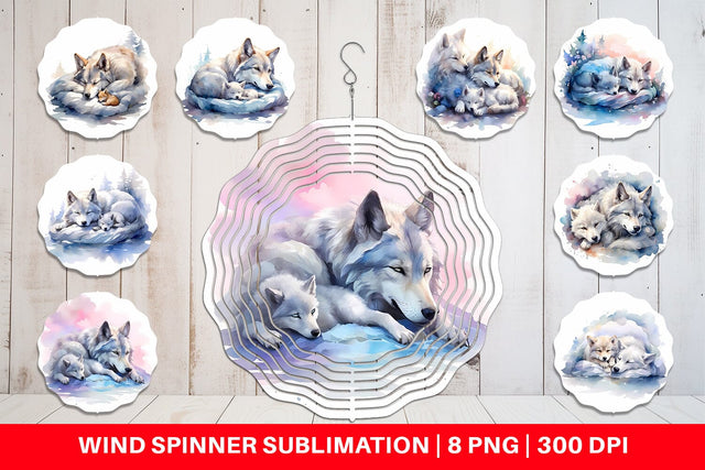 Wind Spinner Mother Day Wolf Sleeping Sublimation artnoy 