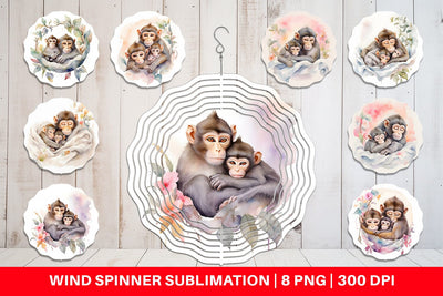 Wind Spinner Mothers Day Monkey Sublimation artnoy 