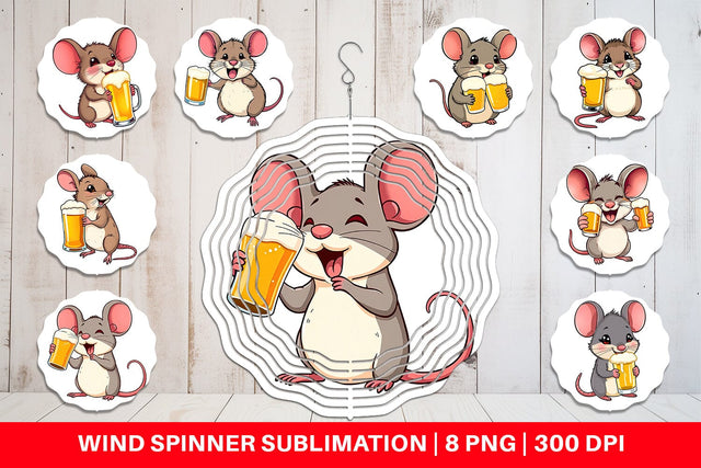 Wind Spinner Mouse Beer Day Sublimation artnoy 