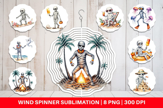 Wind Spinner Mummy Beach Holiday Sublimation artnoy 