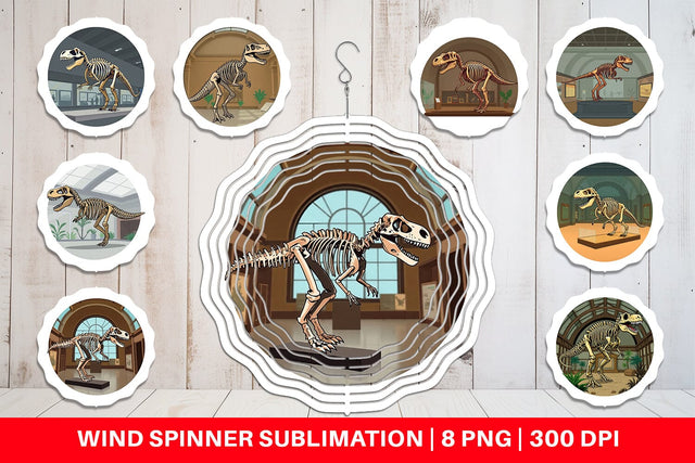 Wind Spinner Museum Dino Skeleton Sublimation artnoy 