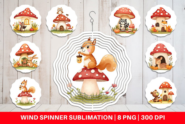 Wind Spinner Mushroom Forest Friends Sublimation artnoy 