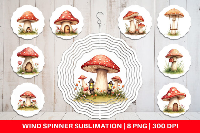 Wind Spinner Mushroom Homes Sublimation artnoy 