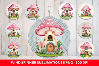 Wind Spinner Mushroom House Sublimation artnoy 