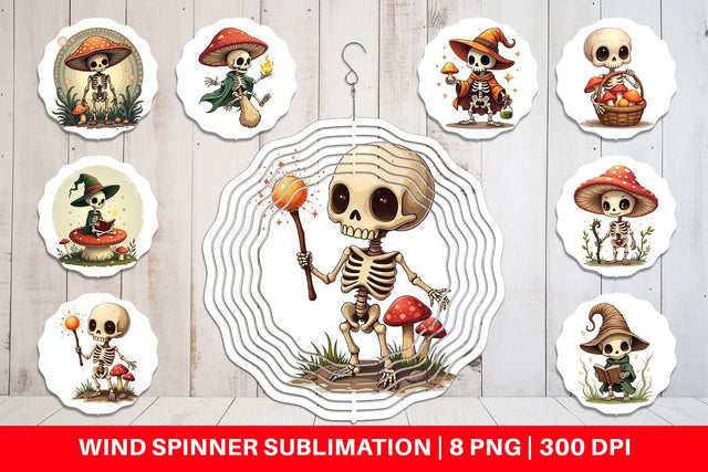 Wind Spinner Mushroom Mage Skeletons Sublimation artnoy 