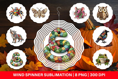 Wind Spinner Nocturnal Animal Patchwork Fabric Art Sublimation artnoy 