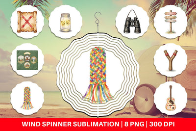 Wind Spinner Nostalgic Camp Souvenir Watercolor Sublimation artnoy 