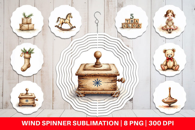 Wind Spinner Nostalgic Christmas Toys Sublimation artnoy 