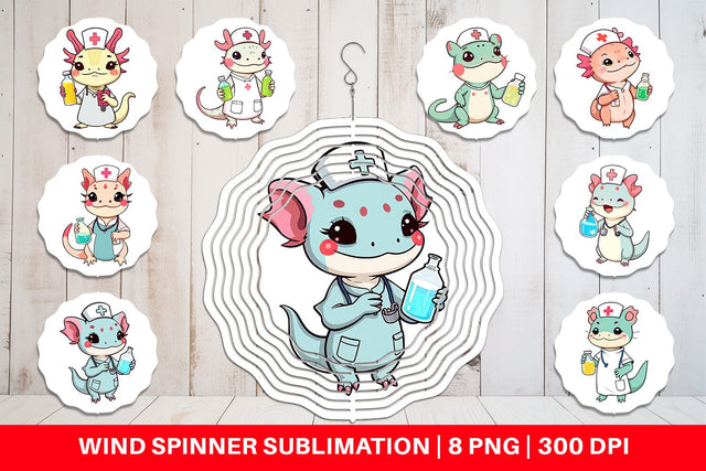 Wind Spinner Nurse Axolotl Sublimation artnoy 