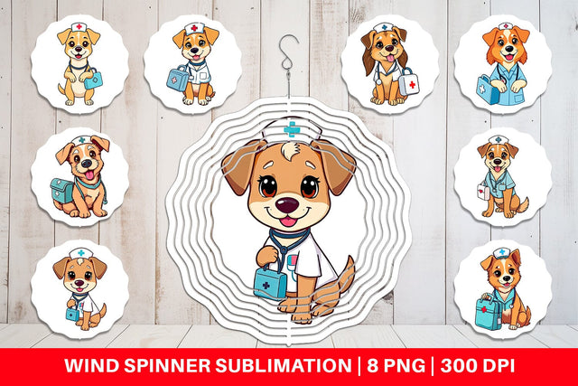 Wind Spinner Nurse Dog Sublimation artnoy 