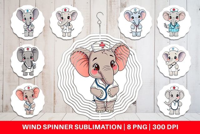 Wind Spinner Nurse Elephant Sublimation artnoy 