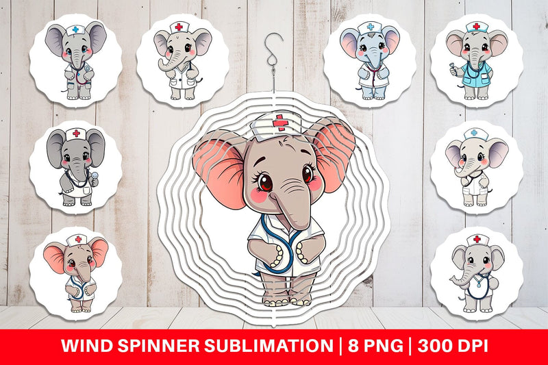 Wind Spinner Nurse Elephant Sublimation artnoy 
