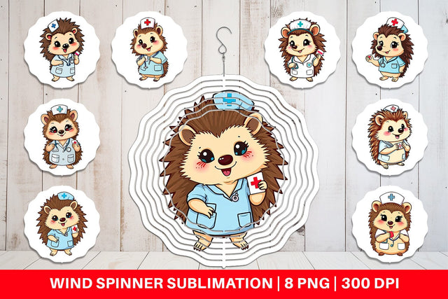 Wind Spinner Nurse Hedgehog Sublimation artnoy 