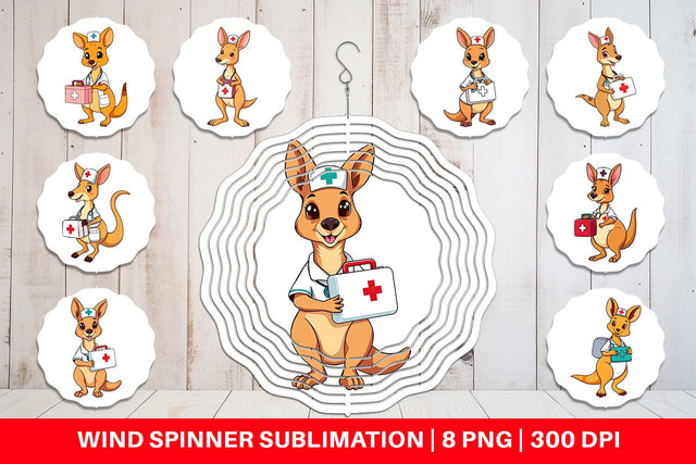 Wind Spinner Nurse Kangaroo Sublimation artnoy 