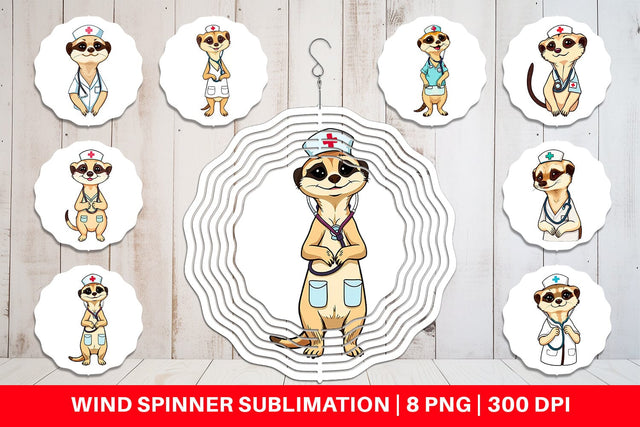 Wind Spinner Nurse Meerkat Sublimation artnoy 