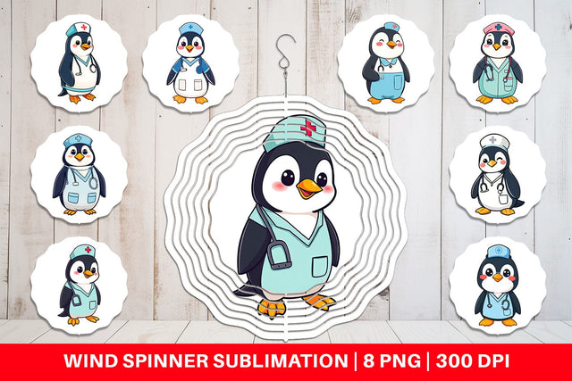 Wind Spinner Nurse Penguin Sublimation artnoy 