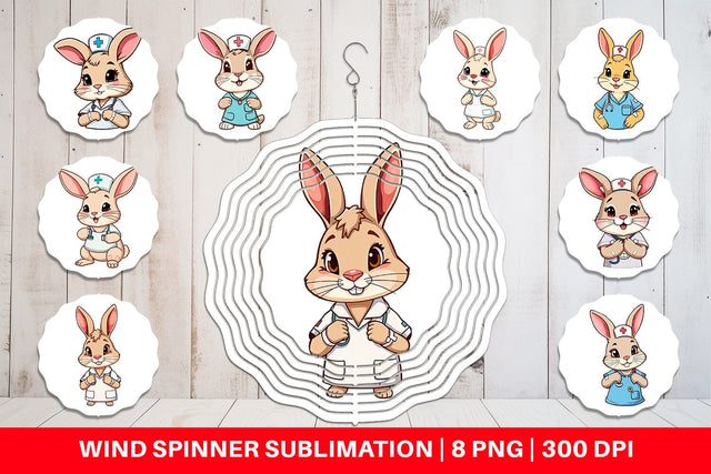 Wind Spinner Nurse Rabbit Sublimation artnoy 