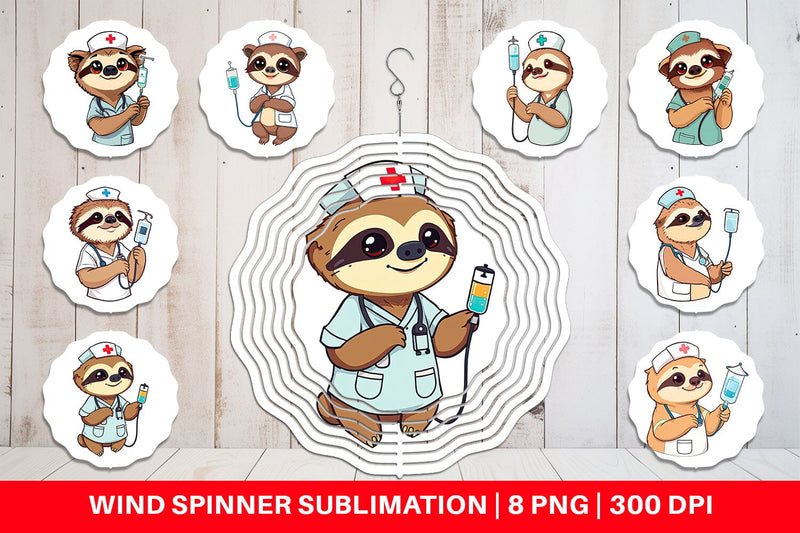 Wind Spinner Nurse Sloth Sublimation artnoy 