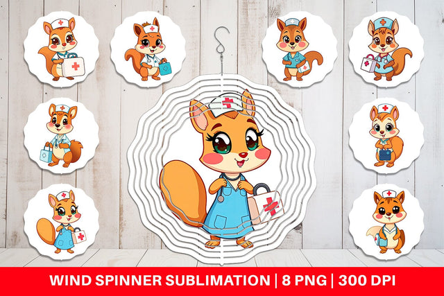 Wind Spinner Nurse Squirrel Sublimation artnoy 