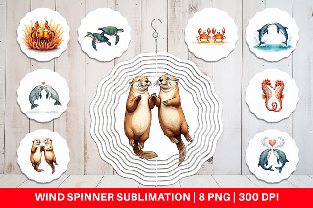 Wind Spinner Oceanic Embrace Watercolor Lovers Sublimation artnoy 