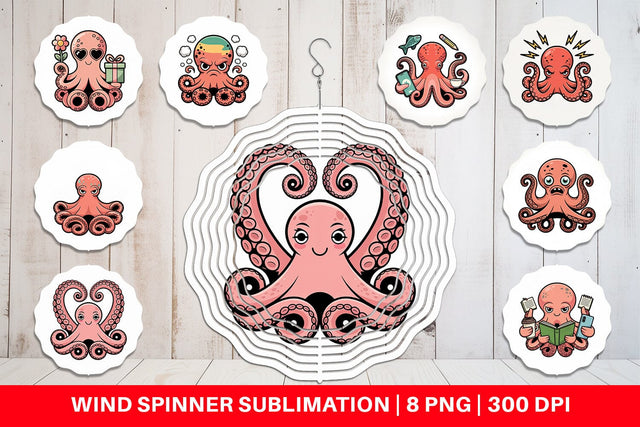Wind Spinner Octopus Mood Sublimation artnoy 