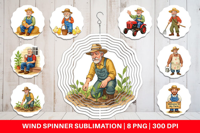 Wind Spinner Old Farmer Sublimation artnoy 