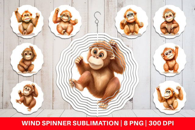 Wind Spinner Orangutan Wildlife Sublimation artnoy 