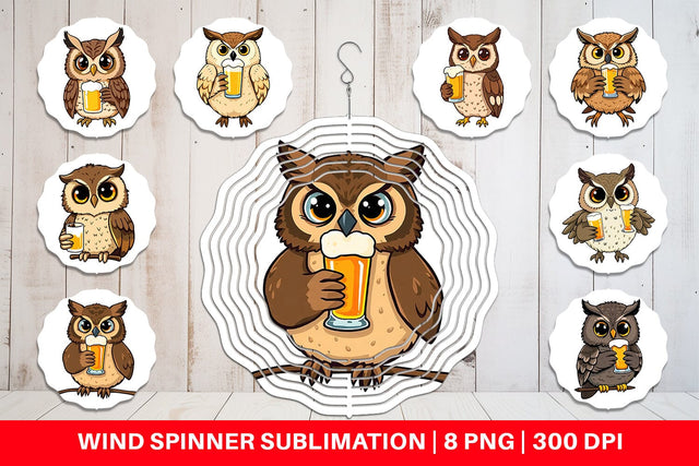 Wind Spinner Owl Beer Day Sublimation artnoy 