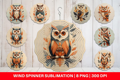 Wind Spinner Owl Boho Art Sublimation artnoy 