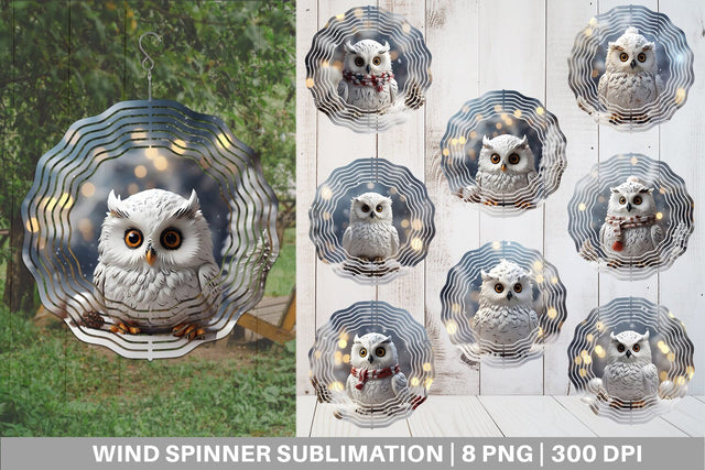 Wind Spinner Owl Christmas Sublimation artnoy 