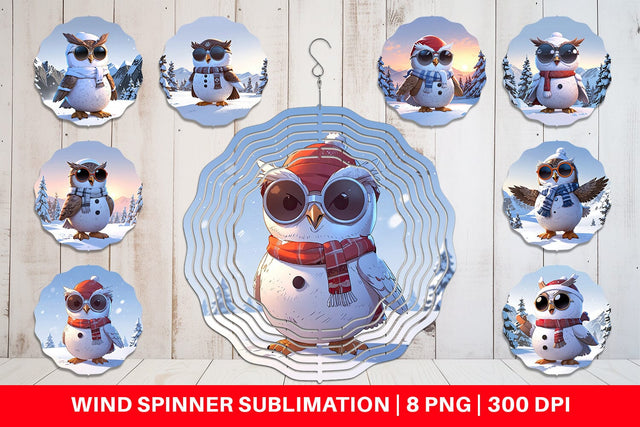 Wind Spinner Owl Christmas Sublimation artnoy 