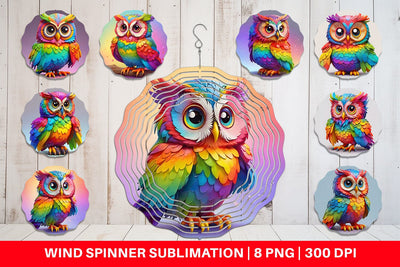 Wind Spinner Owl Colorful Sublimation artnoy 