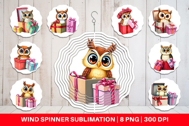 Wind Spinner Owl Gift Sublimation artnoy 