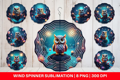 Wind Spinner Owl Perched on Rock Sublimation artnoy 