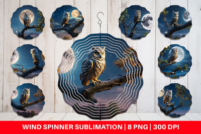Wind Spinner Owl Perched Sublimation artnoy 