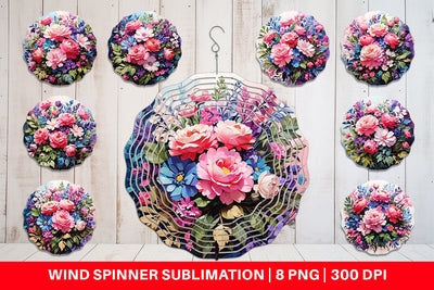 Wind Spinner Painting Bouquet Flowers Sublimation artnoy 