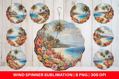 Wind Spinner Painting Tropical Beach Sublimation artnoy 