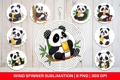 Wind Spinner Panda Beer Day Sublimation artnoy 