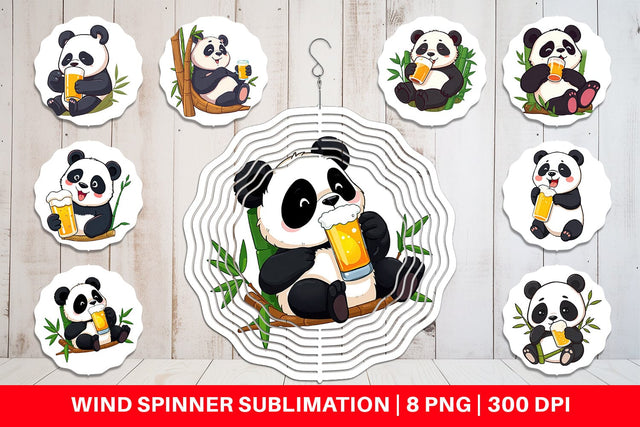 Wind Spinner Panda Beer Day Sublimation artnoy 