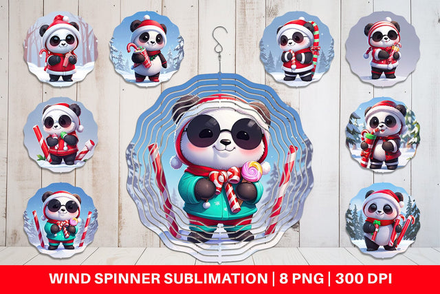 Wind Spinner Panda Christmas Sublimation artnoy 
