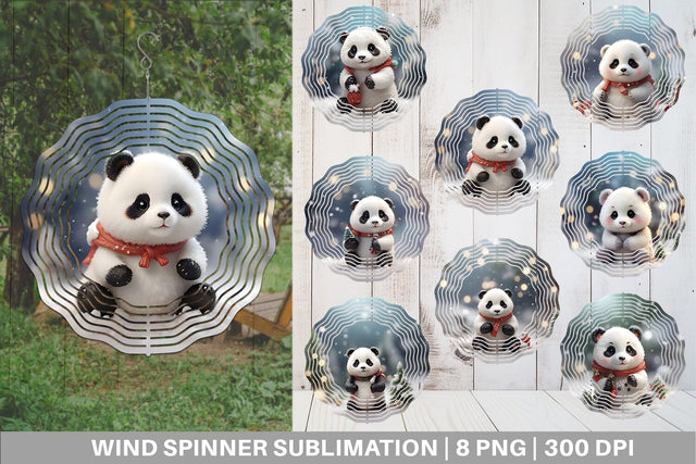 Wind Spinner Panda Christmas Sublimation artnoy 