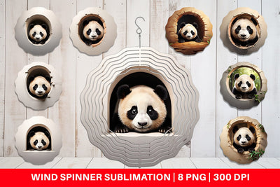 Wind Spinner Panda Peeks from Wall Sublimation artnoy 