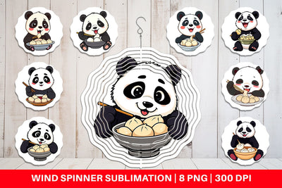 Wind Spinner Panda with Dumplings Sublimation artnoy 