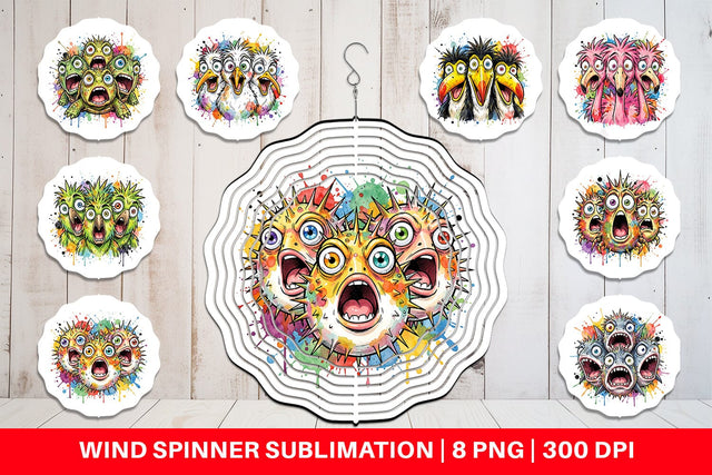 Wind Spinner Panic Tropical Animals Messy Watercolor Sublimation artnoy 