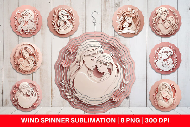 Wind Spinner Paper Cut Mother's Day Sublimation artnoy 