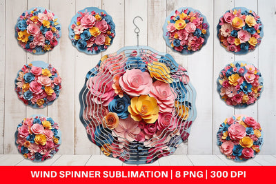Wind Spinner Paper Flower Bouquet Sublimation artnoy 