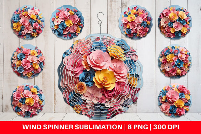 Wind Spinner Paper Flower Bouquet Sublimation artnoy 