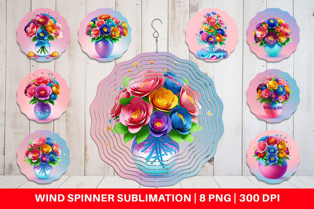 Wind Spinner Paper Flowers in Pots Sublimation artnoy 