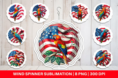 Wind Spinner Parrot 4th of July Sublimation artnoy 