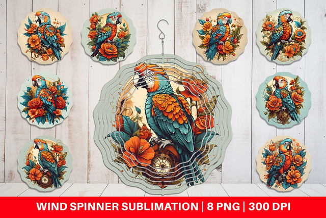 Wind Spinner Parrot and Flower Sublimation artnoy 